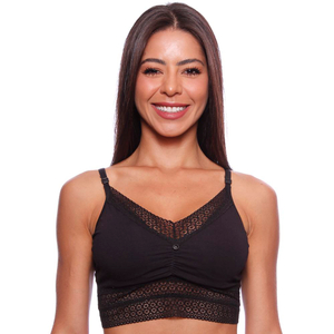 Sutiã Top Cropped Com Bojo Flex E Detalhe Em Renda Nayane 