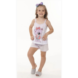 Pijama Infantil Alça Fina Feminino Em Malha