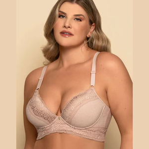 Sutiã Plus Size Base Renda Com Bojo E Aro Nayane