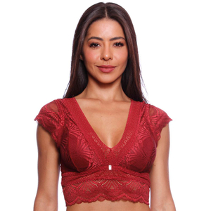 Sutiã Top Cropped Bojo Leve Com Mangas Em Renda Nayane Lingerie