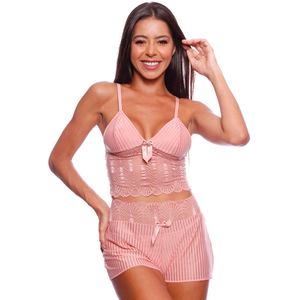 Pijama Feminino Com Detalhes Em Renda Patitex