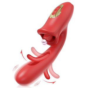 Vibrador 3 Em 1 Boca Mágica Com Penetrador E Língua Estimuladora