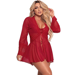 Robe Sensual Apimentada Em Tule Com Detalhes Em Renda Tallyta