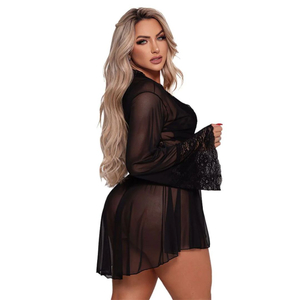 Robe Sensual Apimentada Em Tule Com Detalhes Em Renda Tallyta