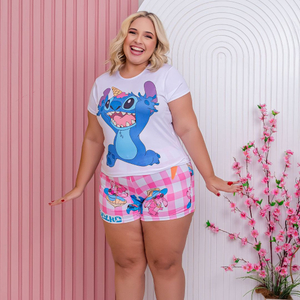 Short Doll Plus Size Stitch Ohana Amável Moda íntima