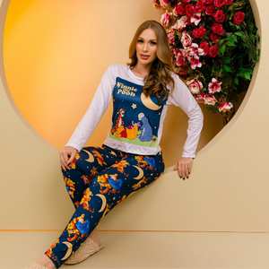 Pijama Manga Longa Com Calça Winie The Pooh Amável Moda íntima