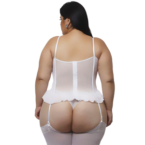 Espartilho Mirella Com Renda E Fita Plus Size Macler Lingerie