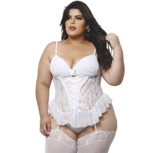 Espartilho Mirella Com Renda E Fita Plus Size Macler Lingerie