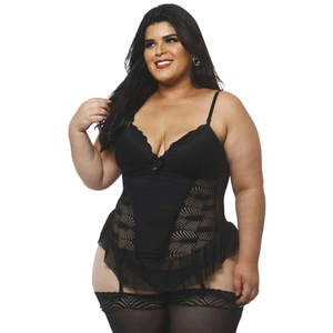 Espartilho Giane Com Bojo E Renda Plus Size Macler Lingerie