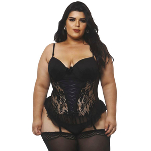 Espartilho Mirella Com Renda E Fita Plus Size Macler Lingerie