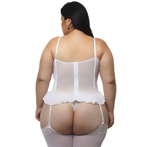 Espartilho Giane Com Bojo E Renda Plus Size Macler Lingerie