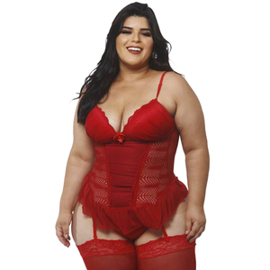 Espartilho Giane Com Bojo E Renda Plus Size Macler Lingerie