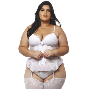 Espartilho Giane Com Bojo E Renda Plus Size Macler Lingerie