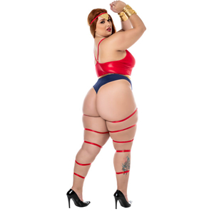 Fantasia Plus Size Mulher Maravilha Linha Heroínas Hot Flowers