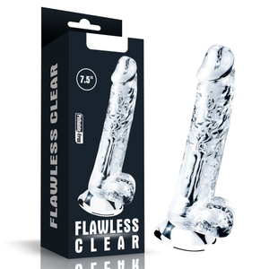 Pênis Realístico Jelly Flawless Clear 19,5 X 3,5cm Com Ventosa E Escroto 7.5 Lovetoy