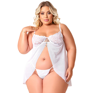 Camisola Beijo Em Tule Plus Size Coleção Kisses Tallyta Moda Apimentada