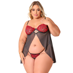 Camisola Beijo Em Tule Plus Size Coleção Kisses Tallyta Moda Apimentada