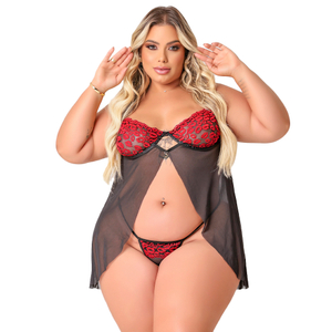 Camisola Beijo Em Tule Plus Size Coleção Kisses Tallyta Moda Apimentada