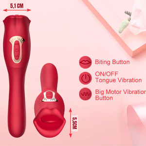 Vibrador 2 Em 1 Formato De Boca 10 Modos De Estimulação E 7 Modos De Vibração