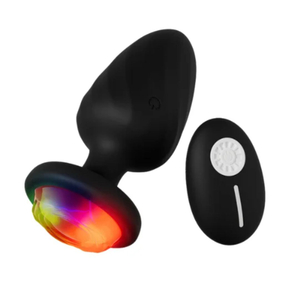 Plug Anal Vibrátorio Zorro Em Silicone Com Led E Controle Remoto