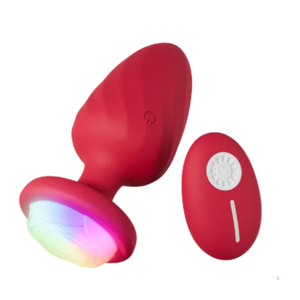 Plug Anal Vibrátorio Zorro Em Silicone Com Led E Controle Remoto