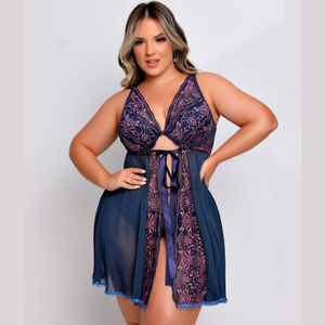 Camisola Plus Size Com Bojo E Calcinha Fio Duplo Dy Girl