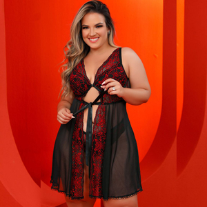 Camisola Plus Size Com Bojo E Calcinha Fio Duplo Dy Girl