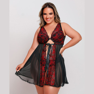 Camisola Plus Size Com Bojo E Calcinha Fio Duplo Dy Girl