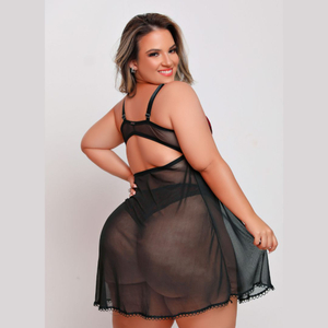 Camisola Plus Size Com Bojo E Calcinha Fio Duplo Dy Girl