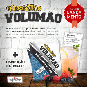 Volumão Energético Masculino Em Pó Sachê 1g Hot Flowers