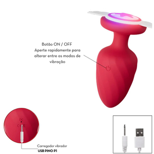 Plug Anal Silicone Com Led E Controle Remoto 10 Modos De Vibração Vibe Toys