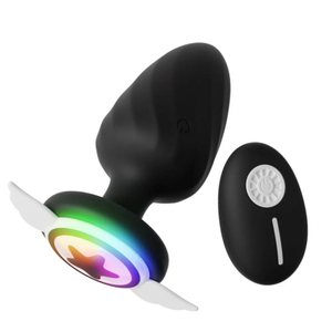 Plug Anal Silicone Com Led E Controle Remoto 10 Modos De Vibração Vibe Toys