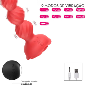 Plug Anal Escalonado Rose 9 Modos De Vibração Controle Por Aplicativo