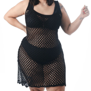 Saída De Praia Vestido Plus Size Em Tricot Coleção Reveillon