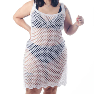 Saída De Praia Vestido Plus Size Em Tricot Coleção Reveillon