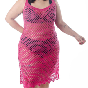 Saída De Praia Vestido Plus Size Em Tricot Coleção Reveillon