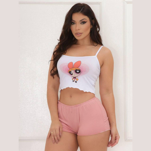 Short Doll Blogueirinha Cropped Estampa Personagens 