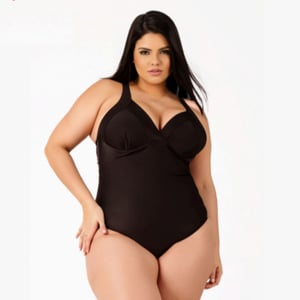 Maiô Plus Size Cida Liso Com Alças Cruzadas Costa Do Mar