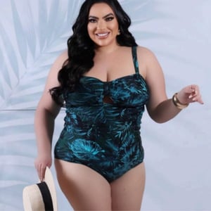 Maiô Plus Size Karina Estampado Sem Bojo Costa Do Mar