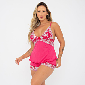 Baby Doll Bicolor Izabella Com Renda Patitex