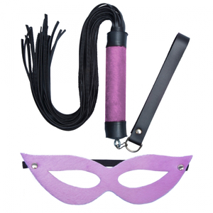 Kit Chicote 24 Tiras 40cm E Máscara Pelúcia Dominatrix