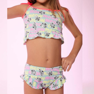 Conjunto De Biquíni Infantil Estampado Com Babadinhos