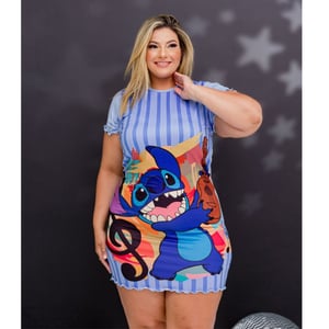 Camisola De Manga Plus Size  Stitch Amável Moda Intima