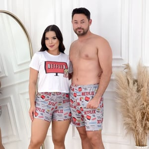 Kit Casal Pijama Netflix Amável Moda Intima