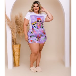 Short Doll Plus Size Meninas Super Poderosas Amável Moda íntima