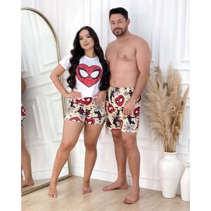 Kit Casal Pijama Homem Aranha Amável Moda Intima