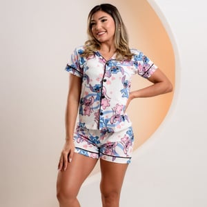 Pijama Americano Estampado Stitch Amável Moda íntima