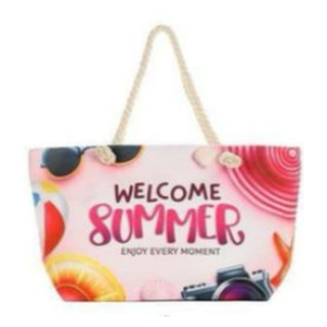 Bolsa De Praia Estampa Welcome Summer Com Alças De Corda