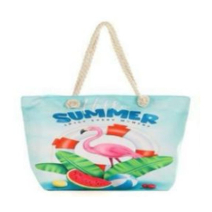 Bolsa De Praia Estampa Flamingo Com Alças De Corda