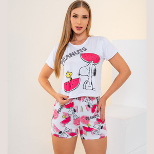 Short Doll Estampado Snoopy Amável Moda íntima